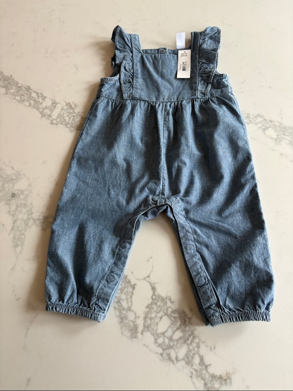 Joe Fresh Light Blue Denim Ruffle Strap Overalls